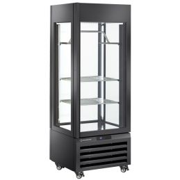 Vitrine "FULL vitrée" 440 Lt., 2 étagères & barre à viande, ventilée - MEAT - NOIR