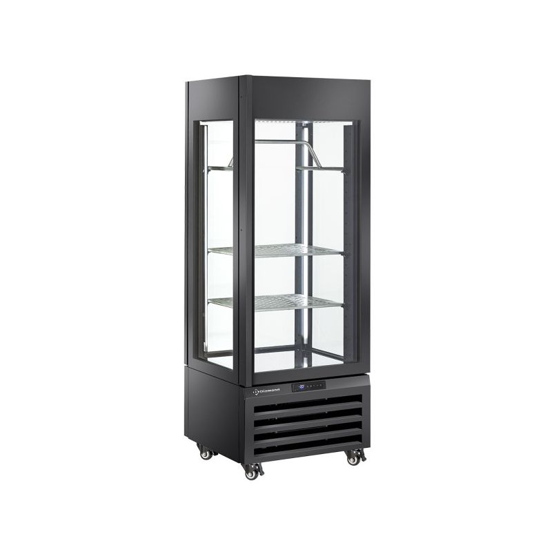 Vitrine "FULL vitrée" 440 Lt., 2 étagères & barre à viande, ventilée - MEAT - NOIR