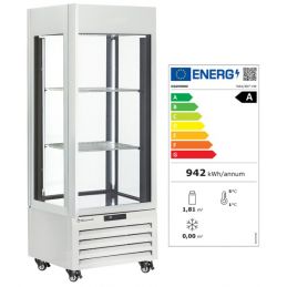 Vitrine "FULL vitrée" 440 Lt., 1 niveau + 2 étagères, ventilée - WINE - BLANC