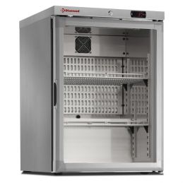 Frigo ventilé, porte vitrée, 150 Lit. acier inox