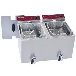 Friteuse de table électrique 2x 8 litres + robinet de vidange