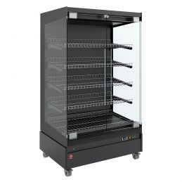 Vitrine chauffante, libre-service, avec porte vitrée, sur roues - FULL BLACK