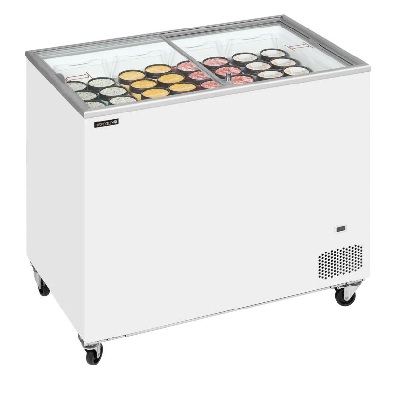 Congélateur de crème glacée avec couvercles vitrés coulissantes Congélateur de crème glacée avec couvercles vitrés coulissantes