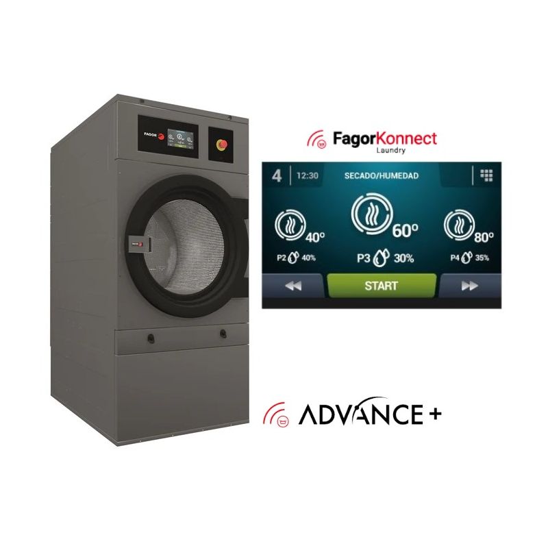 Sèche-linge industriel vapeur, à tambour unique Advance+ fagor, 18 kg Sèche-linge industriel vapeur, à tambour unique Advance+ fagor, 18 kg