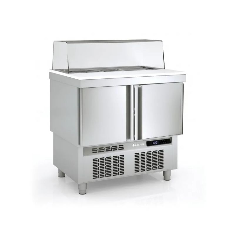 Saladette réfrigérée professionnelle inox 700 positive 2 portes Saladette réfrigérée professionnelle inox 700 positive 2 portes