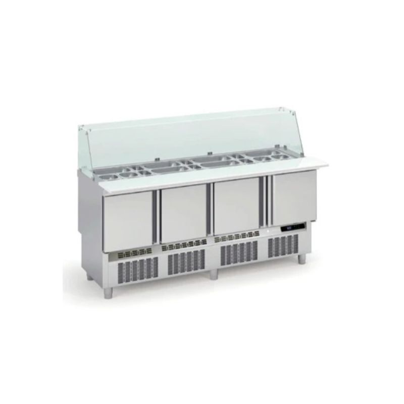 Saladette réfrigérée inox 700 positive 4 portes Saladette réfrigérée inox 700 positive 4 portes
