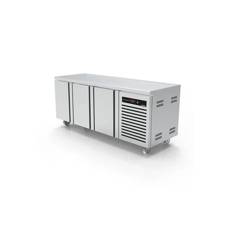 Desserte réfrigérée centrale inox avec groupe positif et 3 portes Desserte réfrigérée centrale inox avec groupe positif et 3 portes