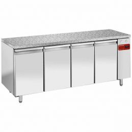 Table de congélation, ventilée, 4 portes EN 600x400 - Top en granit (Sans groupe)