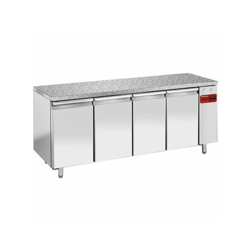 Table de congélation, ventilée, 4 portes EN 600x400 - Top en granit (Sans groupe)