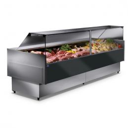 Vitrine bain-marie avec vitre verticale surface d'expo GN4 monophasé