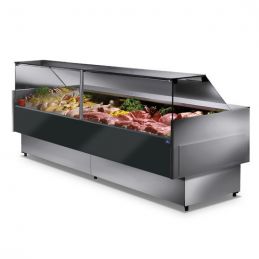 Vitrine chaude 2480 mm avec vitre verticale surface d'expo GN6 monophasé