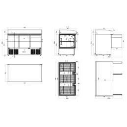 Table à pizza avec 3 portes GN1/1 - virtus, schéma