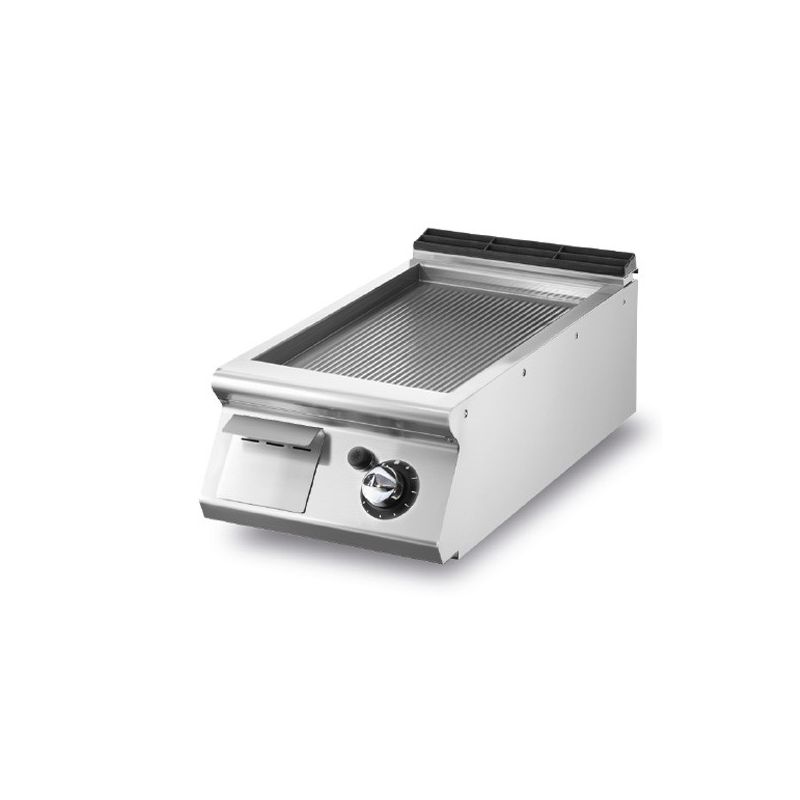 Fry-top gaz, top, plaque nervurée chromée
