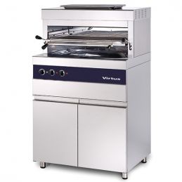 Gril électrique 800°C avec grille de 770x470 mm sur meuble avec portes