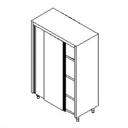 Armoire inox de rangement avec portes coulissantes et 3 étagères, 1400x700 mm
