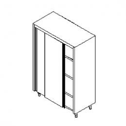 Armoire inox de rangement avec portes coulissantes et 3 étagères, 2000x600 mm