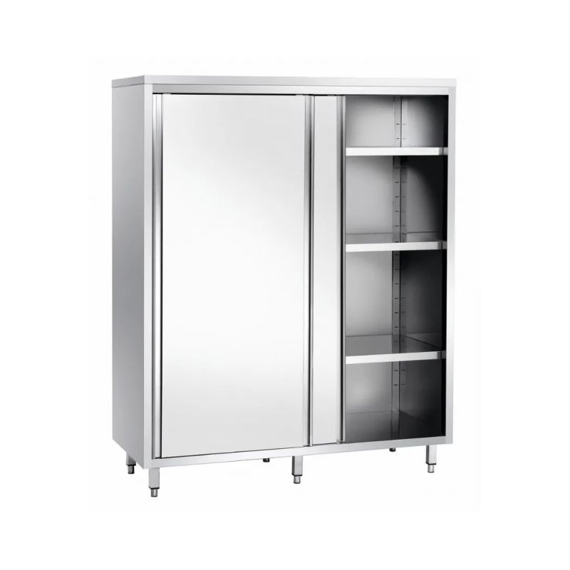 Armoire inox de rangement avec portes coulissantes et 3 étagères, 2000x600 mm Armoire inox de rangement avec portes coulissantes et 3 étagères, 2000x600 mm