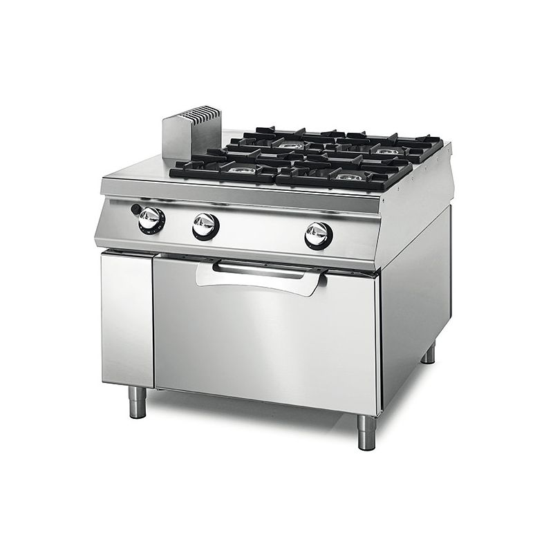Cuisinière à gaz professionnelle sur four gaz statique avec 4 brûleurs de 5.5 à 7.5 kw Cuisinière à gaz professionnelle sur four gaz statique avec 4 brûleurs de 5.5 à 7.5 kw