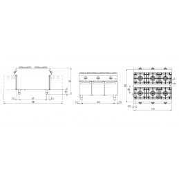 Cuisinière à gaz professionnelle sur coffre avec portes avec 6 brûleurs de 5.5 à 7.5kw