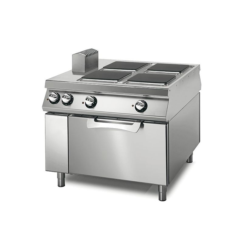 Cuisinière électrique professionnelle sur four électrique statique avec 4 plaques 300x300 mm Cuisinière électrique professionnelle sur four électrique statique avec 4 plaques 300x300 mm