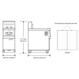 Friteuse électrique haut rendement 1 cuve avec filtration - 26 L - 14 kw - HENNY PENNY,  schéma