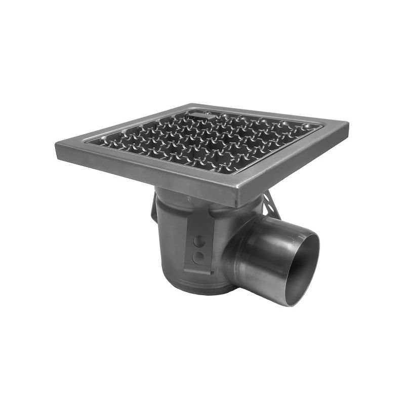 Caniveau de sol inox 400x400, sortie latérale Caniveau de sol inox 400x400, sortie latérale