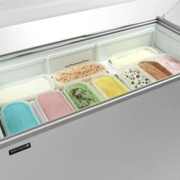 Congélateur de crème glacée avec couvercle de service incliné