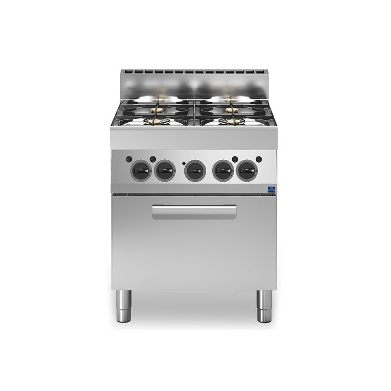 Cuisinière à gaz avec 4 brûleurs et 1 four électrique à convection - 17,2 kw Cuisinière à gaz avec 4 brûleurs et 1 four électrique à convection - 17,2 kw