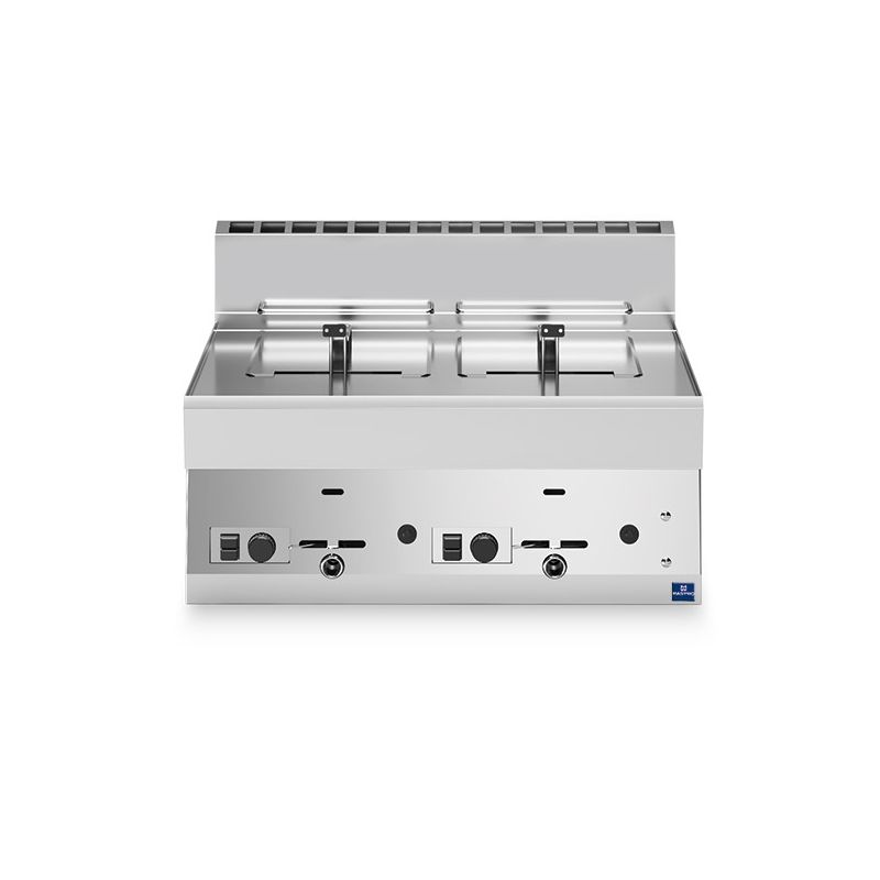 Friteuse professionnelle gaz de table avec 2 bacs de 8 litres - 700x650x300 mm Friteuse professionnelle gaz de table avec 2 bacs de 8 litres - 700x650x300 mm