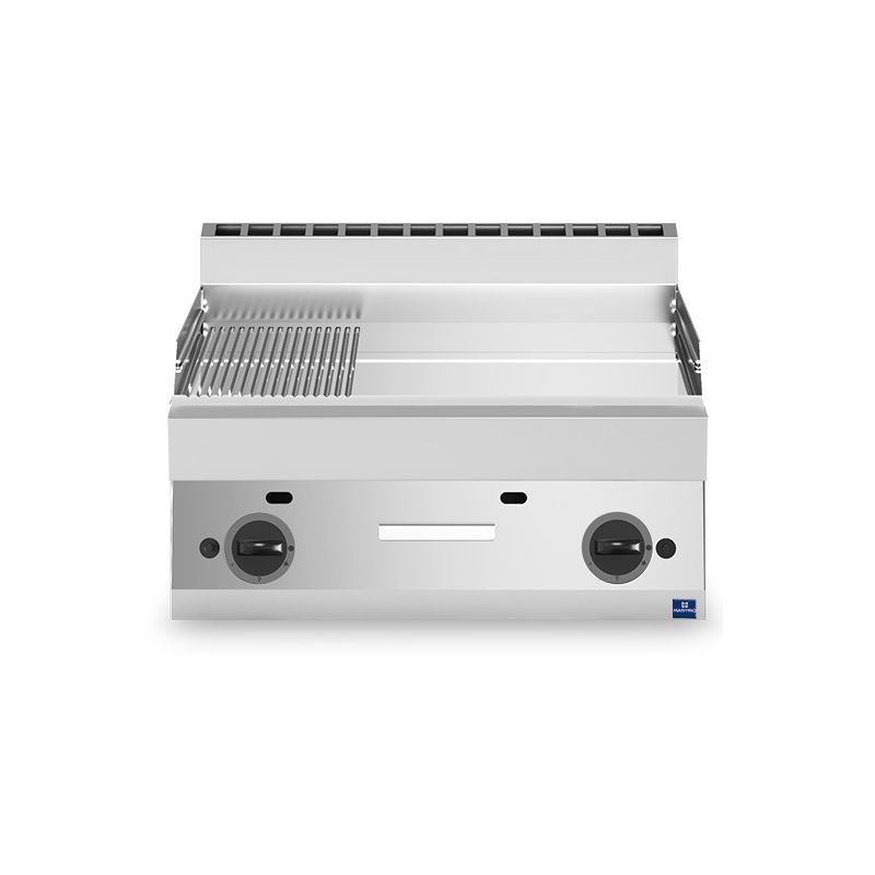 Plaque à snacker de table au gaz avec plaque chromée 1/3 rainurée et 2/3 lisse - 696x520 mm Plaque à snacker de table au gaz avec plaque chromée 1/3 rainurée et 2/3 lisse - 696x520 mm