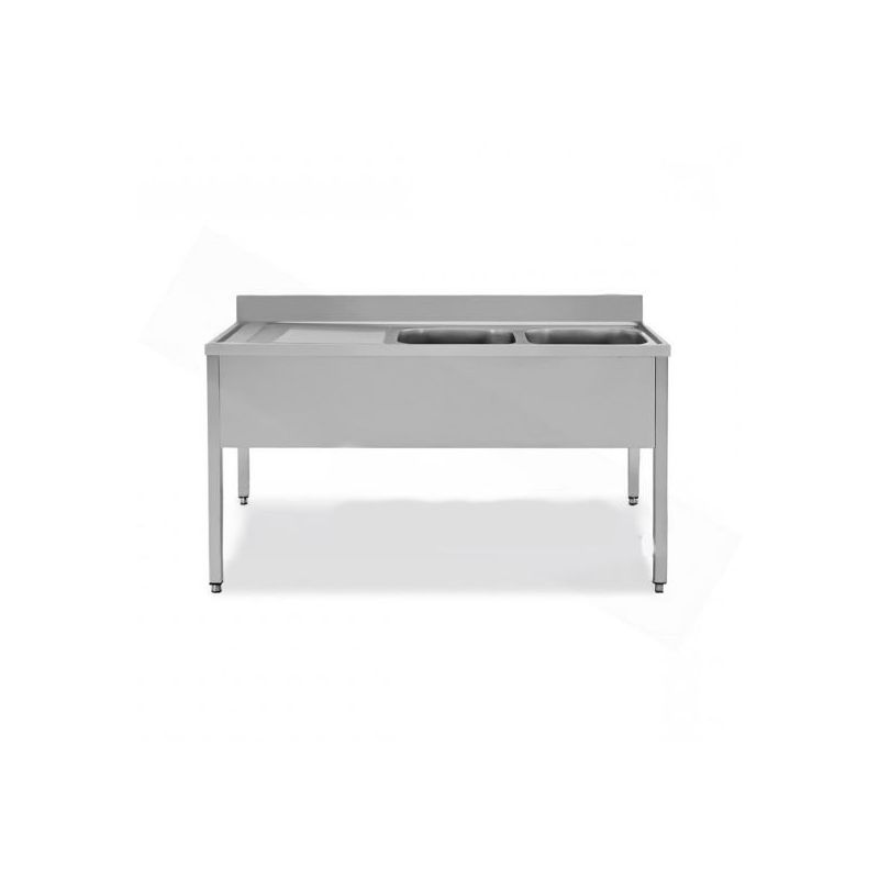 Plonge inox avec 2 éviers à droite - série 700 - long. 1800 mm (MPK2/1G) Plonge inox avec 2 éviers à droite - série 700 - long. 1800 mm (MPK2/1G)