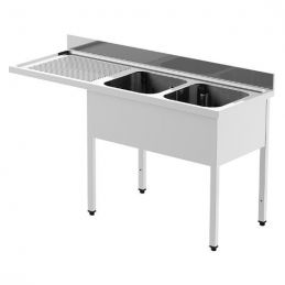 Plonge inox avec 2 éviers à droite - série 700 - long. 1800 mm (MPK2/1GMLV)