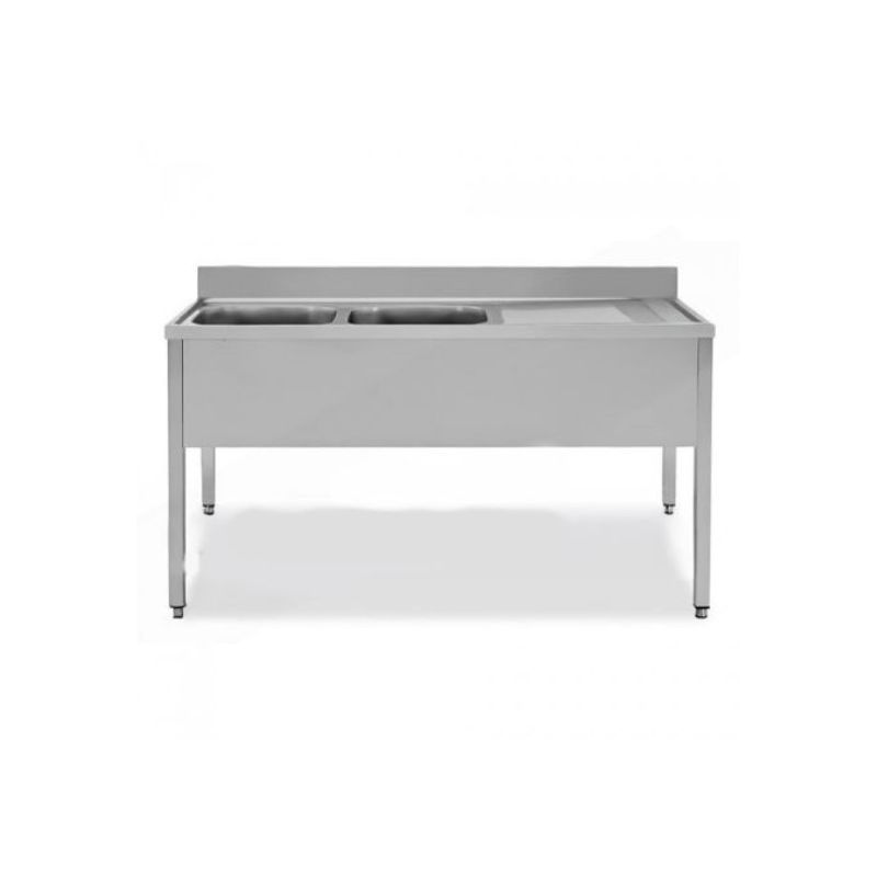 Plonge inox avec 2 éviers à gauche - série 700 - long. 1800 mm