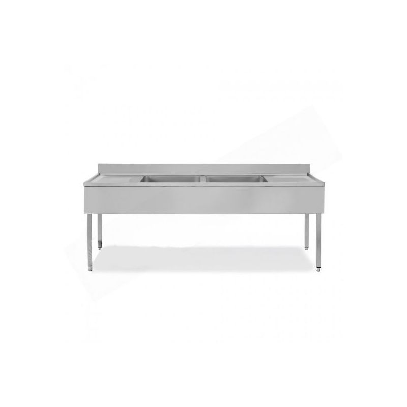 Plonge inox avec 2 éviers et égouttoirs - série 600 - long. 2000 mm (MAK2/2) Plonge inox avec 2 éviers et égouttoirs - série 600 - long. 2000 mm (MAK2/2)