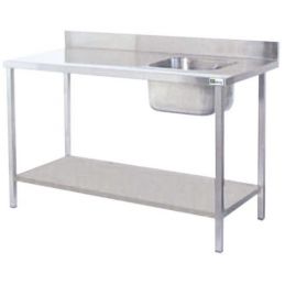 Table de chef avec évier à droite - long. 1600 mm (STCD167A)