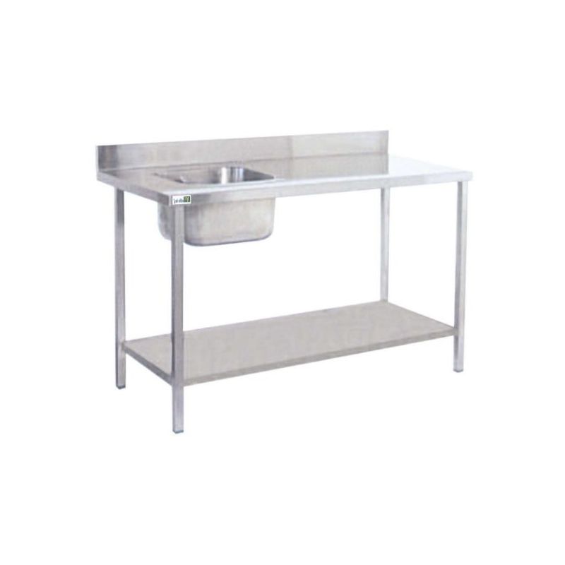 Table de chef avec évier à gauche - long. 1600 mm (STCS167A) Table de chef avec évier à gauche - long. 1600 mm (STCS167A)