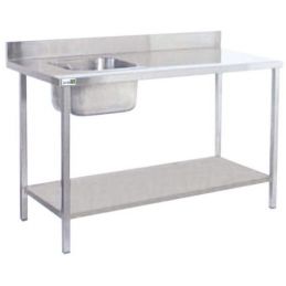 Table de chef avec évier à gauche - long. 1600 mm (STCS167A)