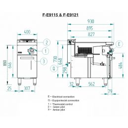 Friteuse électrique 2x 15 litres, 2 paniers fagor, schéma