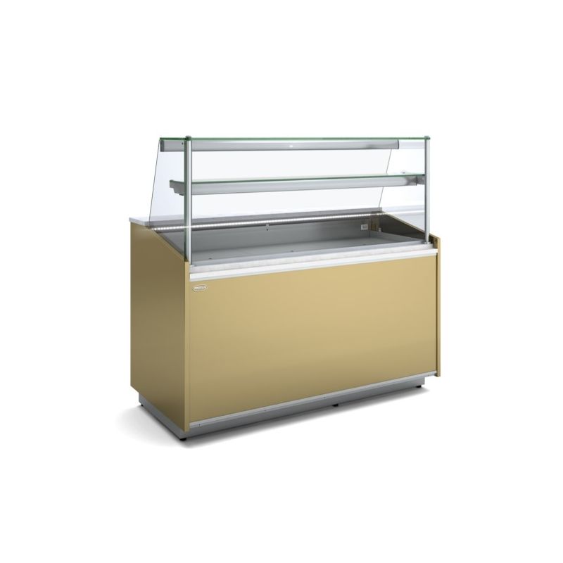 Vitrine droite pâtisserie positive -1/+5 °c avec fond plat et 1 étagère - 1035x1000x1290 mm - Docriluc