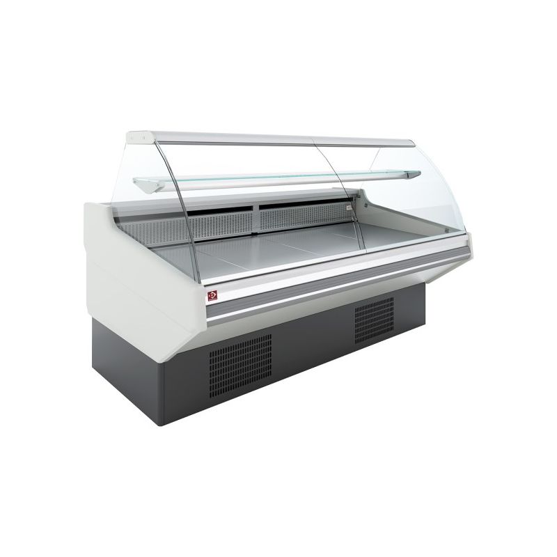 Comptoir ventilé, avec réserve, vitre bombée - Frontal BLANC