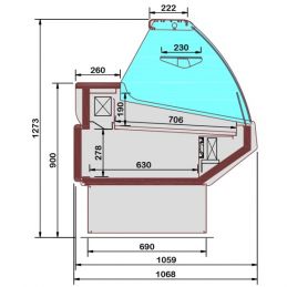 Comptoir ventilé, avec réserve, vitre bombée - Frontal BLANC