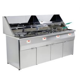 FRITEUSE GAZ - TYPE SANTANA - 4 CUVES RONDES + 1 CUVE CARRÉE, AVEC OU SANS ASPIRATION