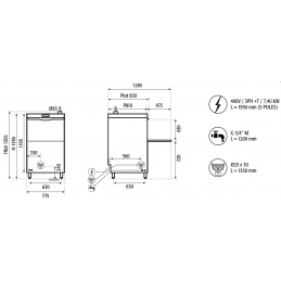 Lave batterie avec pompe de vidange panier 600x670 mm hauteur max 445 mm