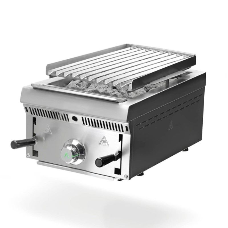 Barbecue en pierre volcanique – Grille en acier inoxydable – Bras-Grill - MAINHO