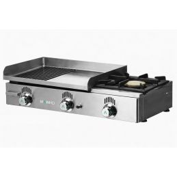 Plancha Semi-rainurée avec réchaud en CHROME rectifié12mm NSF-60N Gamme Novo-Snack, mainho