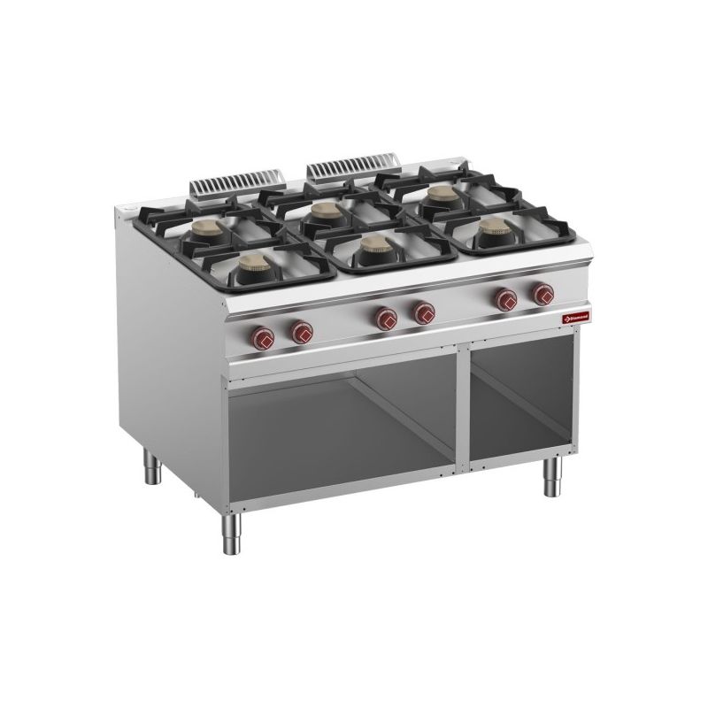 Fourneau 6 feux gaz, armoire ouverte