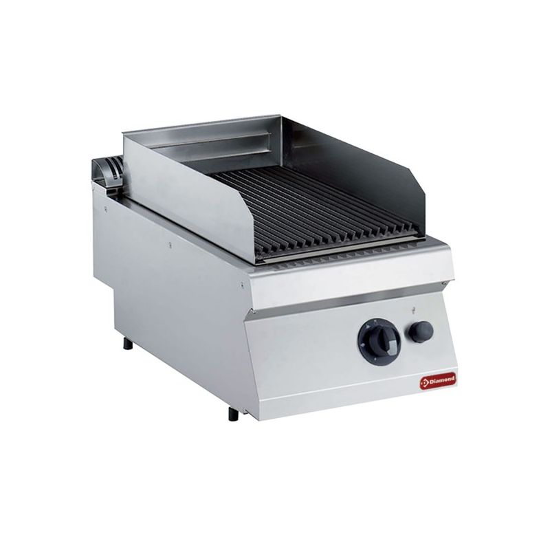 Grill pierre de lave gaz, grille en fonte 1/2 mod -TOP-