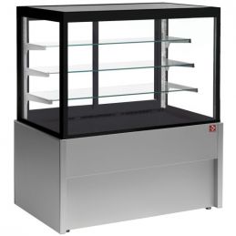 Comptoir vitrine panoramique, ventilé, 4 niveaux, sans réserve - GRIS