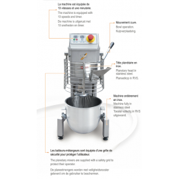 Batteur-mélangeur digital inox 40L Sinmag