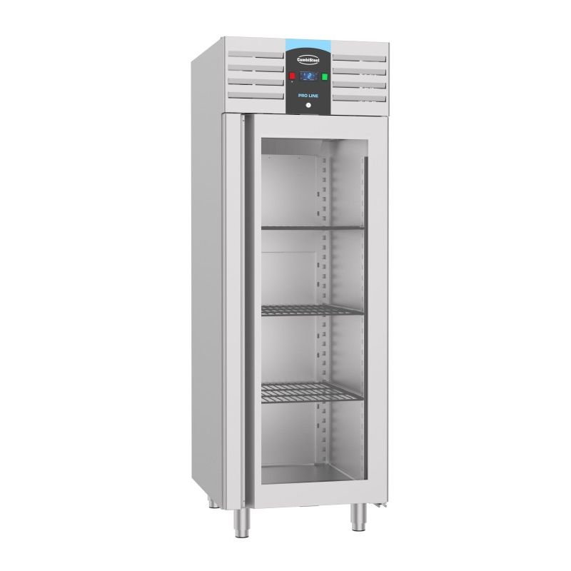 Congélateur monobloc en acier inoxydable avec porte vitrée de 700 litres